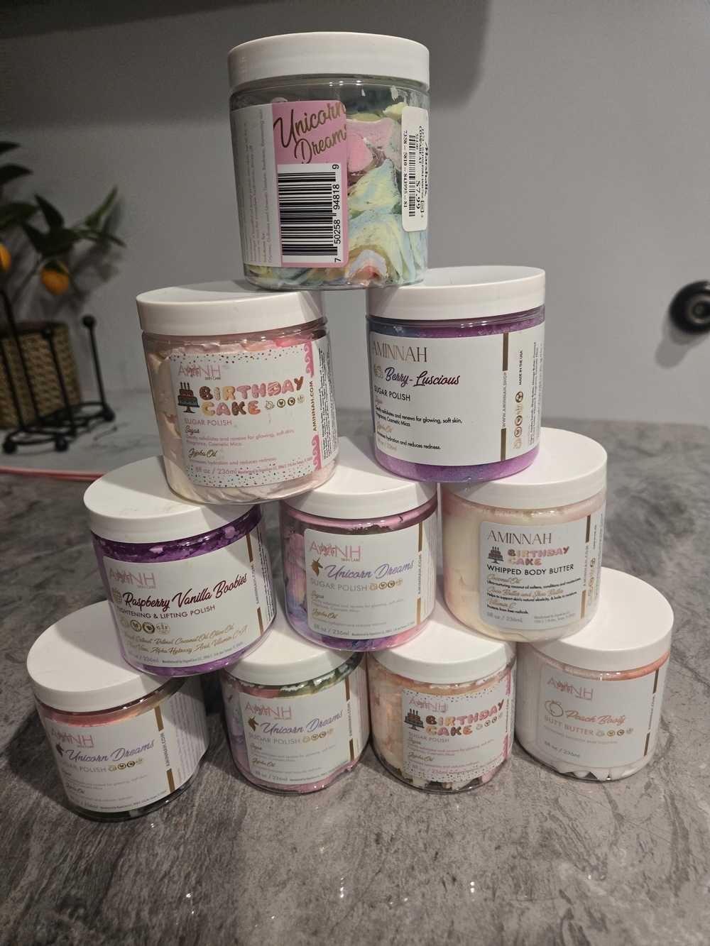 AMINNAH Assorted Skincare Jars - Pastel Rainbow & Purple